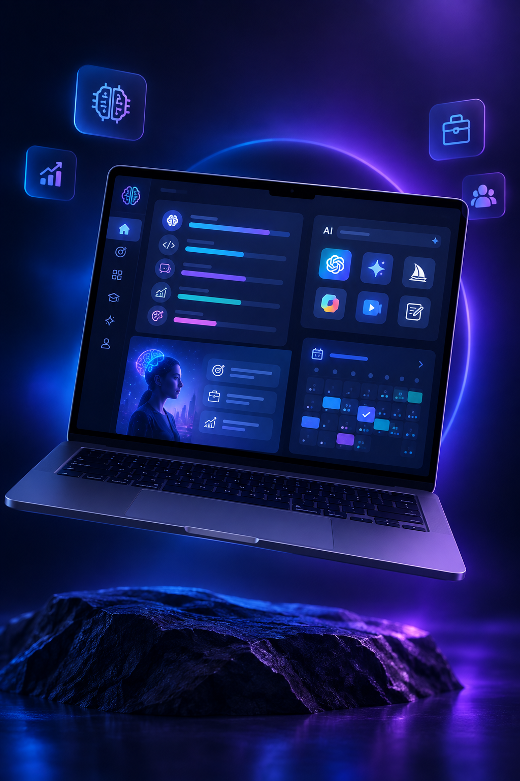 Profissional do Futuro - mockup laptop com dashboard